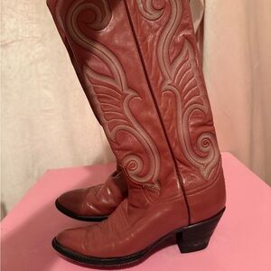 Vintage 80s Larry Mahan Cowgirl Knee High Western Cowboy Boots
